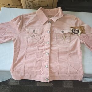 Women,s Pink Corduroy Jacket With Stretch Size XL